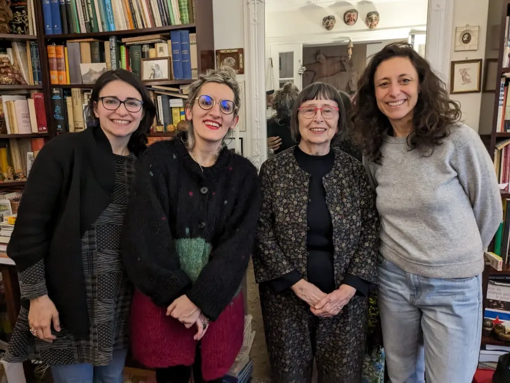 Chiara Bonfiglioli, Mara Montanaro, Rada Iveković and Stefania Maffeis in Paris, February 2024, at Rada Iveković’s home (private archive photo)