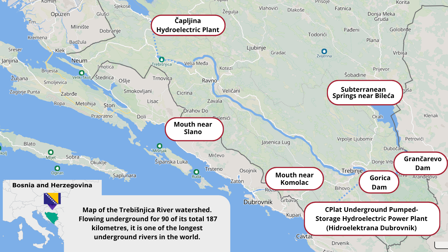 Map of the Trebišnjica river basin