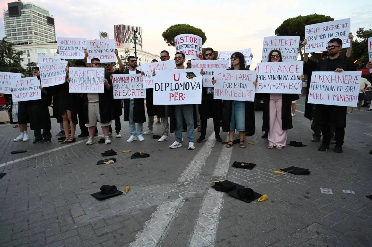 Students protesting, photo by Citizens.al