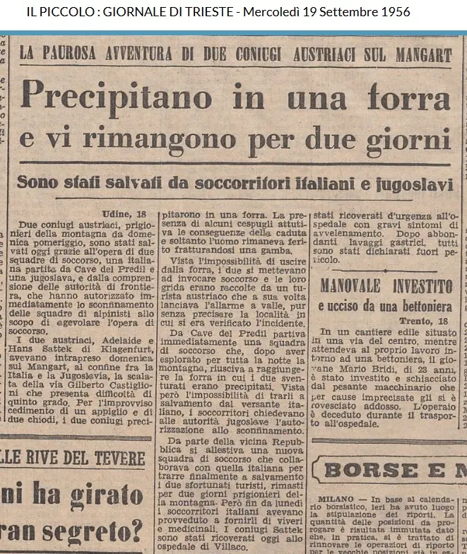 L'articolo de Il Piccolo del 1956.