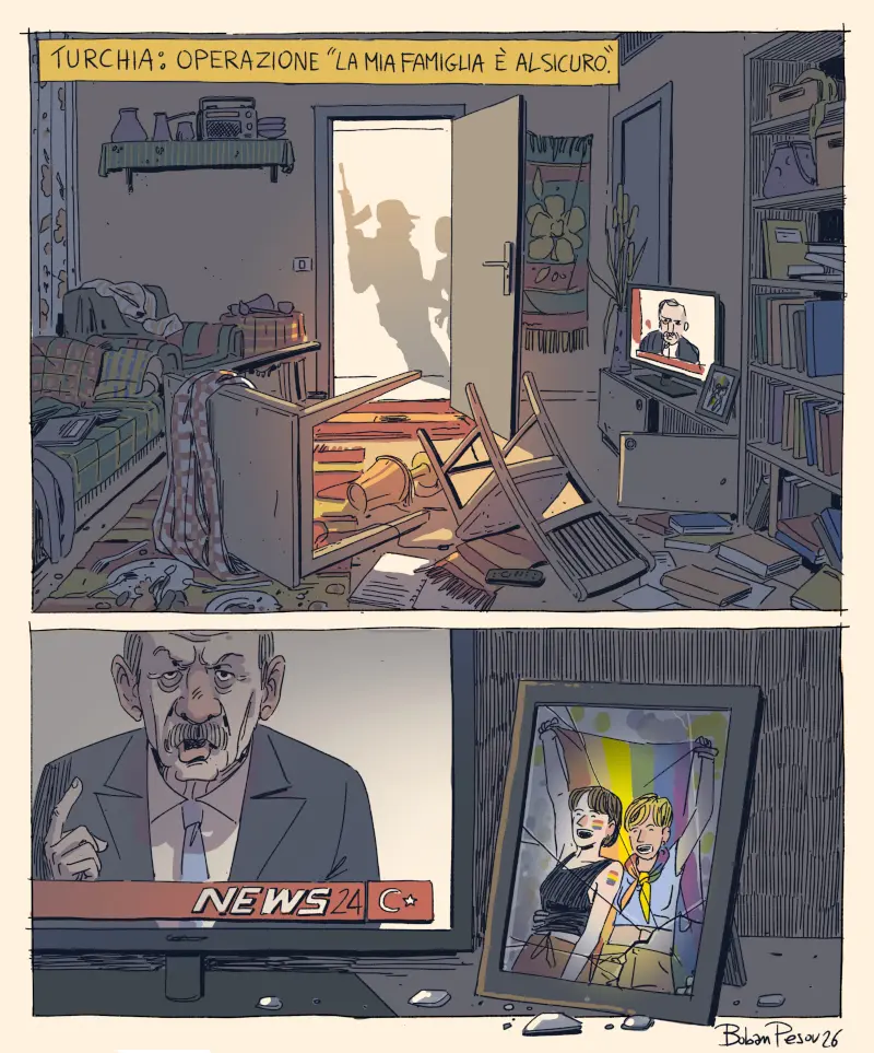 Vignetta: Turchia, la mia famiglia è al sicuro © Boban Pesov